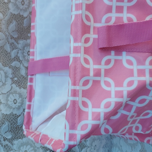 Pink market bag wire rim top Hold grocery items NEW Home Interiors Penelope Ann - Picture 4 of 13